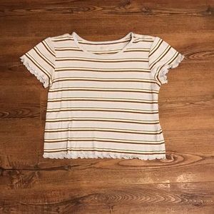 cropped, tight fitting, ribbed, t-shirt in medium